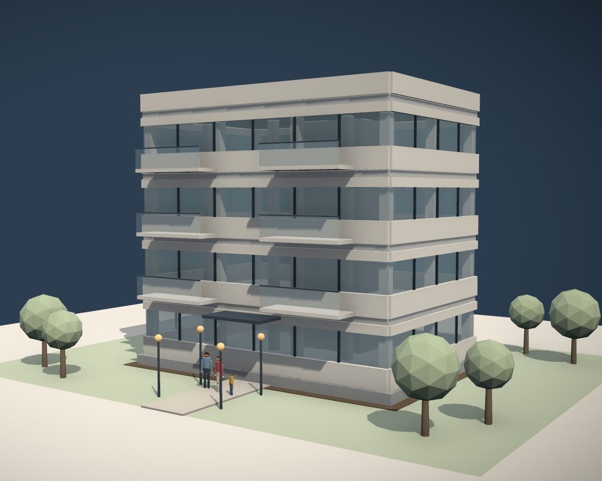 Illustrazione 3D di un palazzo residenziale
